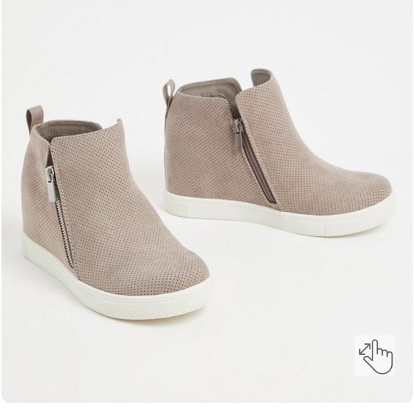 Grey Perforated Wedge Sneaker Wide Width - Picture 2 of 14